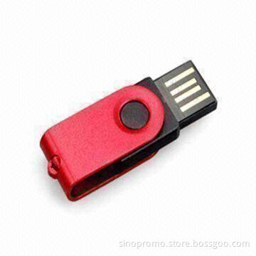 Swivel Type USB Memory Stick with Laser Engraving Logos, Measures 32 x 15 x 5mm